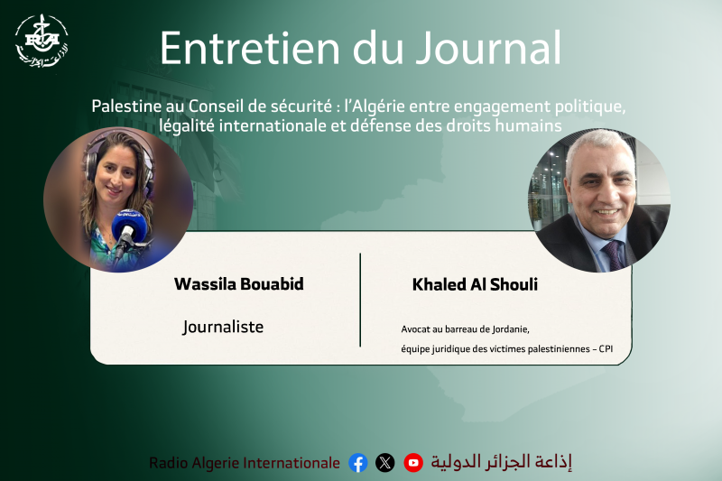ENTRETIEN DU JOURNAL:Palestine au Conseil de sécurité : l’Algérie entre engagement politique, légalité internationale et défense des droits humains